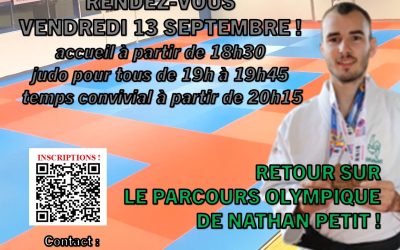 Vendredi 13 septembre 2024 à 18h30 : une date à retenir sur votre agenda ! A l&rsquo;occasion des 30 ans de la maison du Judo, Jo KUSMIEZ sera mis à l&rsquo;honneur et nous reviendrons sur le parcours olympique de Nathan PETIT :)