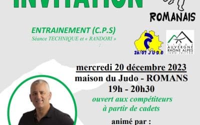Entraînement régional avec Pierre MILLON le 20 décembre 2023