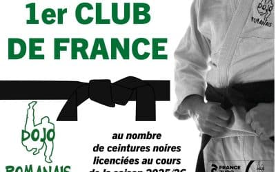 C’est avec beaucoup de plaisir et de fierté que nous vous annonçons cette nouvelle : nous sommes le 1er club de France au nombre de ceintures noires licenciées au cours de la saison 2025/26. Le meilleur des symboles du savoir-faire de notre club quant à la FORMATION et à la FIDÉLISATION. Quel plaisir de voir nos pratiquants progresser et s’épanouir sur nos tatamis ! Merci également à l’ensemble de nos partenaires privés et institutionnels qui nous accompagnent fidèlement.